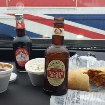 London Calling Gourmet Pasty - The meal extras--Bombay pasty, Stilton coleslaw, Guinness gravy, and two specialty drinks (ginger beer and cherry cola) - British Near Me - Nixa, Missouri London Calling Gourmet Pasty - The meal extras--Bombay pasty, Stilton coleslaw, Guinness gravy, and two specialty drinks (ginger beer and cherry cola) - British Near Me - Nixa, Missouri