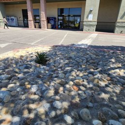 View from disabled parking to store front.