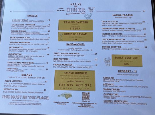 Menu photo 1 Native Fine Diner Greenville, NC