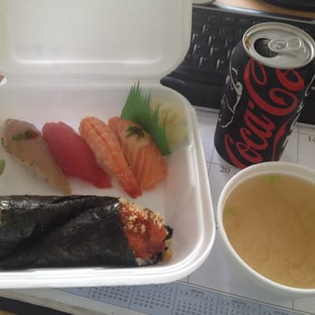 Kai Sushi - Lunch special G: 4 piece sushi with a spicy tuna hand roll & California hand roll (and miso soup!) - Japanese Near Me - Orange, California