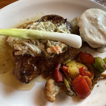 Babb Bar Cattle Baron Supper Club - Baroness Steak (crab meat and baroness sauce) - Seafood Near Me - Babb, Montana Babb Bar Cattle Baron Supper Club - Baroness Steak (crab meat and baroness sauce) - Seafood Near Me - Babb, Montana