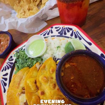 Casa Monarca Mexican Cantina - Queso birria tacos with consomé and divorciada margarita. - Mexican Near Me - Bryan, Texas