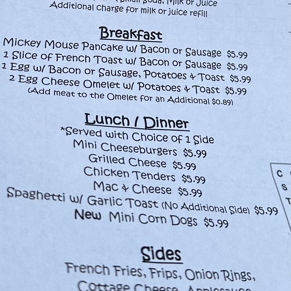 Kids menu Kids menu