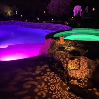 Concrete Creations - a pool lit up at night - Landscape Architects or Designers Near Me Concrete Creations - a pool lit up at night - Landscape Architects or Designers Near Me