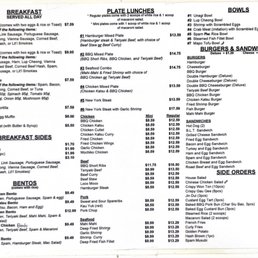 Menu as of June 2026 Menu as of June 2026