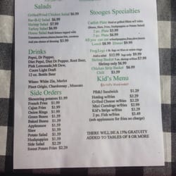 Stooges - Back of menu