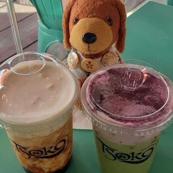 Tsoko Cafe - Brown Sugar Special w/cream, Matcha w/ube cream. 4/12/25 - Coffee & Tea Near Me - Redlands, California