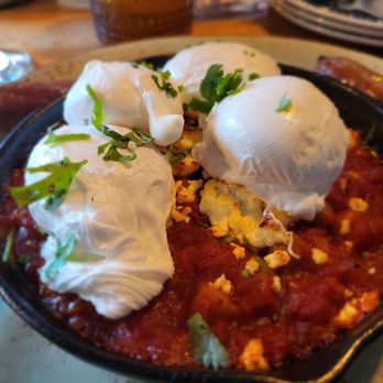 Farm Bar - Ravenswood - Harrisa Shakshuka (roasted peppers, onions, and tomatoes stewed with garbanzo beans, harissa and cumin, topped with tangy goat cheese) - Salad Near Me - Chicago, Illinois Farm Bar - Ravenswood - Harrisa Shakshuka (roasted peppers, onions, and tomatoes stewed with garbanzo beans, harissa and cumin, topped with tangy goat cheese) - Salad Near Me - Chicago, Illinois