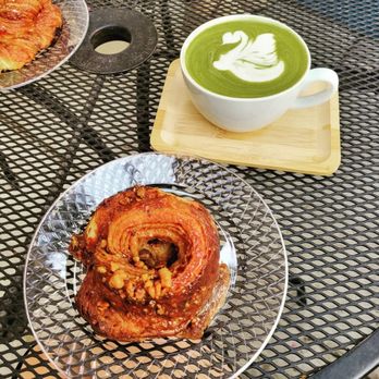 AM Craft - Sticky bun and matcha latte. - Coffee & Tea Near Me - San Jose, California
