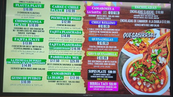 Menu photo 8 Gio's Taqueria 2 Carrollton, TX