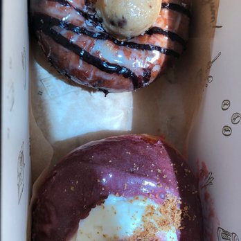 Sidecar Doughnuts & Coffee - Salt and straw collaboration doughnut and the seasonal strawberry shortcake - Donuts Near Me - Costa Mesa, California
