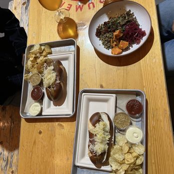 Trumer Brewery - Bratwurst sandwich and buckwheat bowl - Breweries Near Me - Berkeley, California