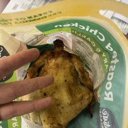 The chicken compared to my hand. The chicken compared to my hand.