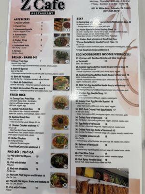 Menu photo 8 Z Cafe Restaurant Orlando, FL Menu photo 8 Z Cafe Restaurant Orlando, FL