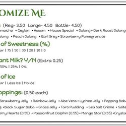 Infini-Tea - Soft opening menu (9/1/2018)