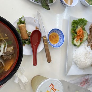 Pho Ngon So1 - Rice Plate with soup, Salty Lemonade, Beef Noodle Soup, Egg Roll and side sauce - Vietnamese Near Me - Lake City, Georgia Pho Ngon So1 - Rice Plate with soup, Salty Lemonade, Beef Noodle Soup, Egg Roll and side sauce - Vietnamese Near Me - Lake City, Georgia
