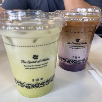 Aloha Stacks - Matcha and ube latte - Pancakes Near Me - Cerritos, California
