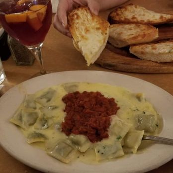 Pasta Connection - I chose the spinach ravioli with a little meat sauce topping. Very delicious! - Italian Near Me - Costa Mesa, California