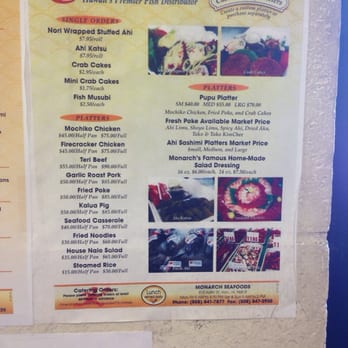 Monarch Seafoods - Menu and price part 2 - Seafood Near Me - Honolulu, Hawaii