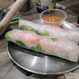 Shrimp Spring Rolls w/ peanut sauce. Shrimp Spring Rolls w/ peanut sauce.