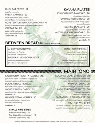 Menu photo 3 Mana + Pua Honolulu, HI