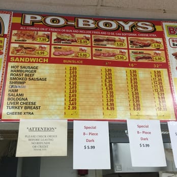 Franklin Discount - Po-Boy Menu. Options are: Shrimp, Smoke Sausage, Hamburger, Hot Sausage, Fish, Salami, Ham, or Roast Beef. They even offer Turkey Breast! - Convenience Stores Near Me - New Orleans, Louisiana Franklin Discount - Po-Boy Menu. Options are: Shrimp, Smoke Sausage, Hamburger, Hot Sausage, Fish, Salami, Ham, or Roast Beef. They even offer Turkey Breast! - Convenience Stores Near Me - New Orleans, Louisiana