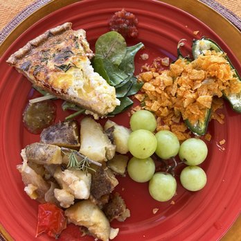 Twenty Nine Oaks Ranch - The brunch plate (no second helpings): quiche, potatoes, jalapeño poppers, and fruit. - Ranches Near Me - Agoura Hills, California Twenty Nine Oaks Ranch - The brunch plate (no second helpings): quiche, potatoes, jalapeño poppers, and fruit. - Ranches Near Me - Agoura Hills, California