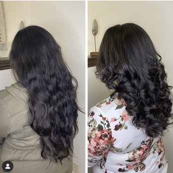Oasis - Before and fast. It went from damaged and heavy to light and easier to maintain. - Hair Salons Near Me - Victorville, California