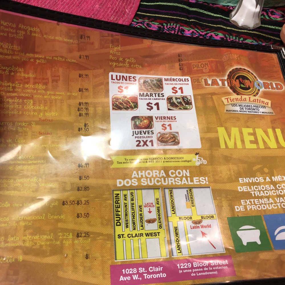 Latin World - a menu for a mexican restaurant - International Grocery Near Me - Toronto, Ontario Latin World - a menu for a mexican restaurant - International Grocery Near Me - Toronto, Ontario