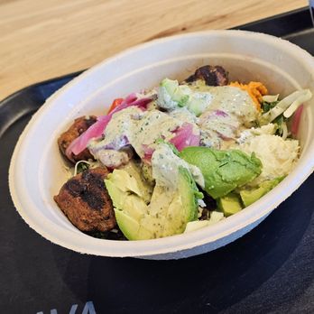 CAVA - The Lamb & Avocado bowl. Read about the other ingredients in the photograph of the menu. - Mediterranean Near Me - Roanoke, Virginia