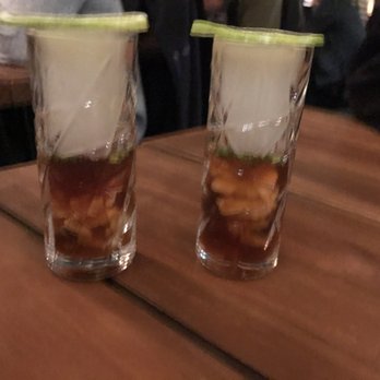 Verge - UO shots (oysters and smoke) - Sushi Bars Near Me - Brooklyn, New York Verge - UO shots (oysters and smoke) - Sushi Bars Near Me - Brooklyn, New York