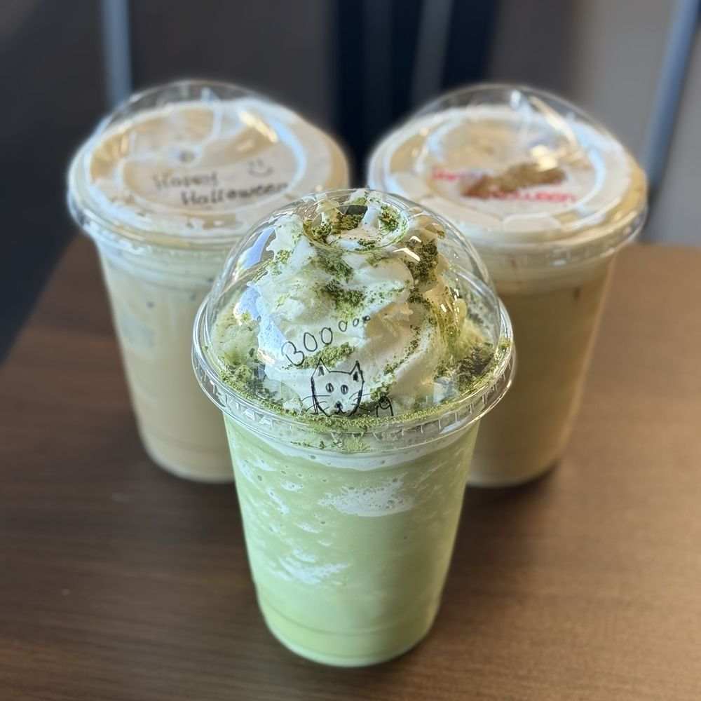Crepes & Espressos - Matcha frappe, horchata latte with vanilla cold foam, mazapan latte with vanilla cold foam - Desserts Near Me - Rialto, California