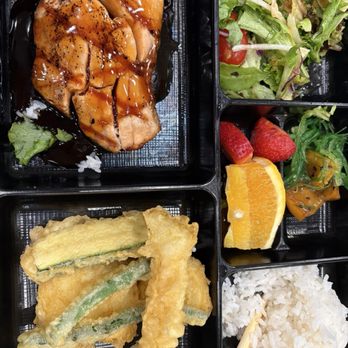 Kabuki Japanese Restaurant - Lunch special:  Salmon Teriyaki & Tempura - Japanese Near Me - Pasadena, California