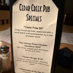 Cedar Creek Pub - Specials
