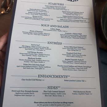 Narcoossee's - Menu one - New American Near Me - Lake Buena Vista, Florida