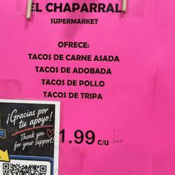 Chaparral Supermarket - Small menu
