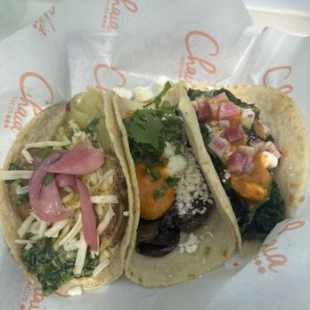 Chaia - 3 Taco TRIO - Creamy Kale & Potato, Braised Mushrooms, and Garlic Lemon Greens - Tacos Near Me - Washington, DC, District of Columbia