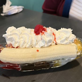 Chantilly Goods - Traditional Banana Split served in a glass dish. - Ice Cream & Frozen Yogurt Near Me - Weissport, Pennsylvania Chantilly Goods - Traditional Banana Split served in a glass dish. - Ice Cream & Frozen Yogurt Near Me - Weissport, Pennsylvania