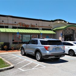 Village Inn - Here is another view of the Village Inn, along with the sign you want to see:  free pie (on Wednesdays).