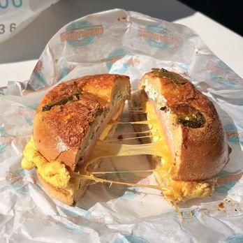 Siegel's Bagelmania - Cheddar cheese and jalapeño bagel New school bagel sandwich - Delis Near Me - Las Vegas, Nevada Siegel's Bagelmania - Cheddar cheese and jalapeño bagel New school bagel sandwich - Delis Near Me - Las Vegas, Nevada
