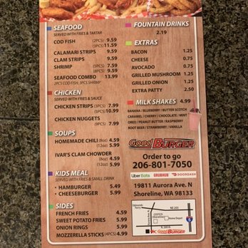Good Burger - Menu - Burgers Near Me - Shoreline, Washington