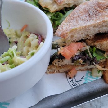 Quarterdeck Restaurants - Caribbean Chicken Sandwich with Cole slaw - Seafood Near Me - Dania Beach, Florida Quarterdeck Restaurants - Caribbean Chicken Sandwich with Cole slaw - Seafood Near Me - Dania Beach, Florida