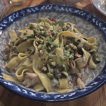 Bombolo - Homemade pasta with crab, mushrooms, and pepper. - New American Near Me - Chapel Hill, North Carolina Bombolo - Homemade pasta with crab, mushrooms, and pepper. - New American Near Me - Chapel Hill, North Carolina