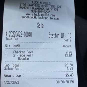 Cluck N Pollo - Over charged for each food item. - Mexican Near Me - Rancho Cucamonga, California Cluck N Pollo - Over charged for each food item. - Mexican Near Me - Rancho Cucamonga, California