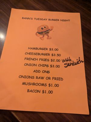 Menu photo 1 Bann's Bar & Restaurant Mcgregor, MN