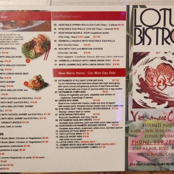 Lotus Bistro - Menu 4/25 - Vietnamese Near Me - Costa Mesa, California