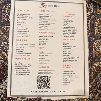 Caspian Grill - Menu - Persian/Iranian Near Me - Austin, Texas Caspian Grill - Menu - Persian/Iranian Near Me - Austin, Texas