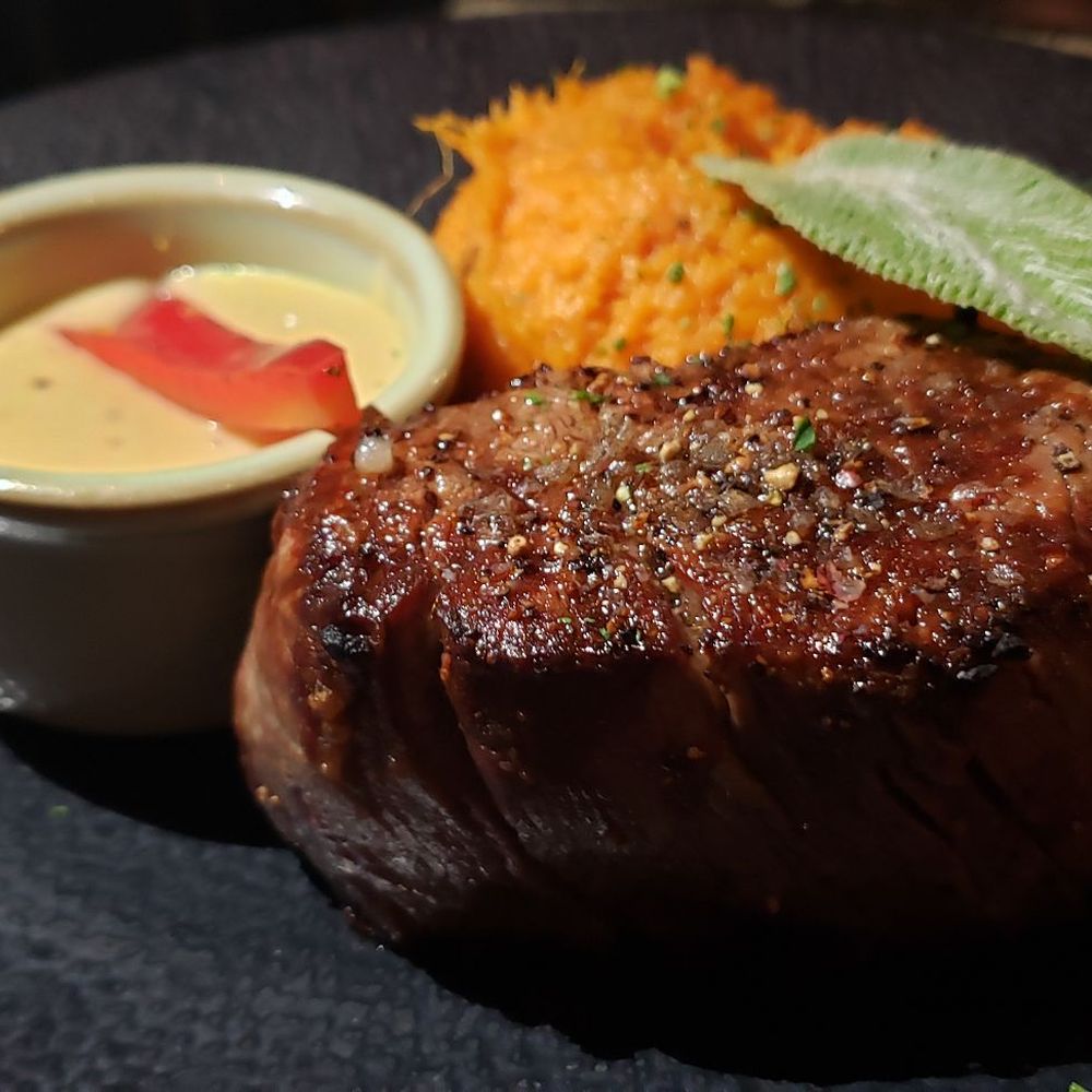 Cabernet Grill - Filet with chipotle sweet potato mash - Seafood Near Me - Fredericksburg, Texas