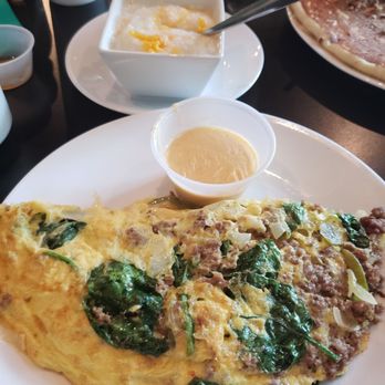 Oy! - Steak omelet w/spinach & swiss cheese - Breakfast & Brunch Near Me - Atlanta, Georgia Oy! - Steak omelet w/spinach & swiss cheese - Breakfast & Brunch Near Me - Atlanta, Georgia