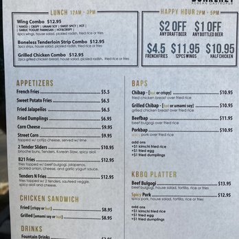 Bunker21 - Updated menu with Happy Hour now from 2 pm to 5 pm - Korean Near Me - Artesia, California